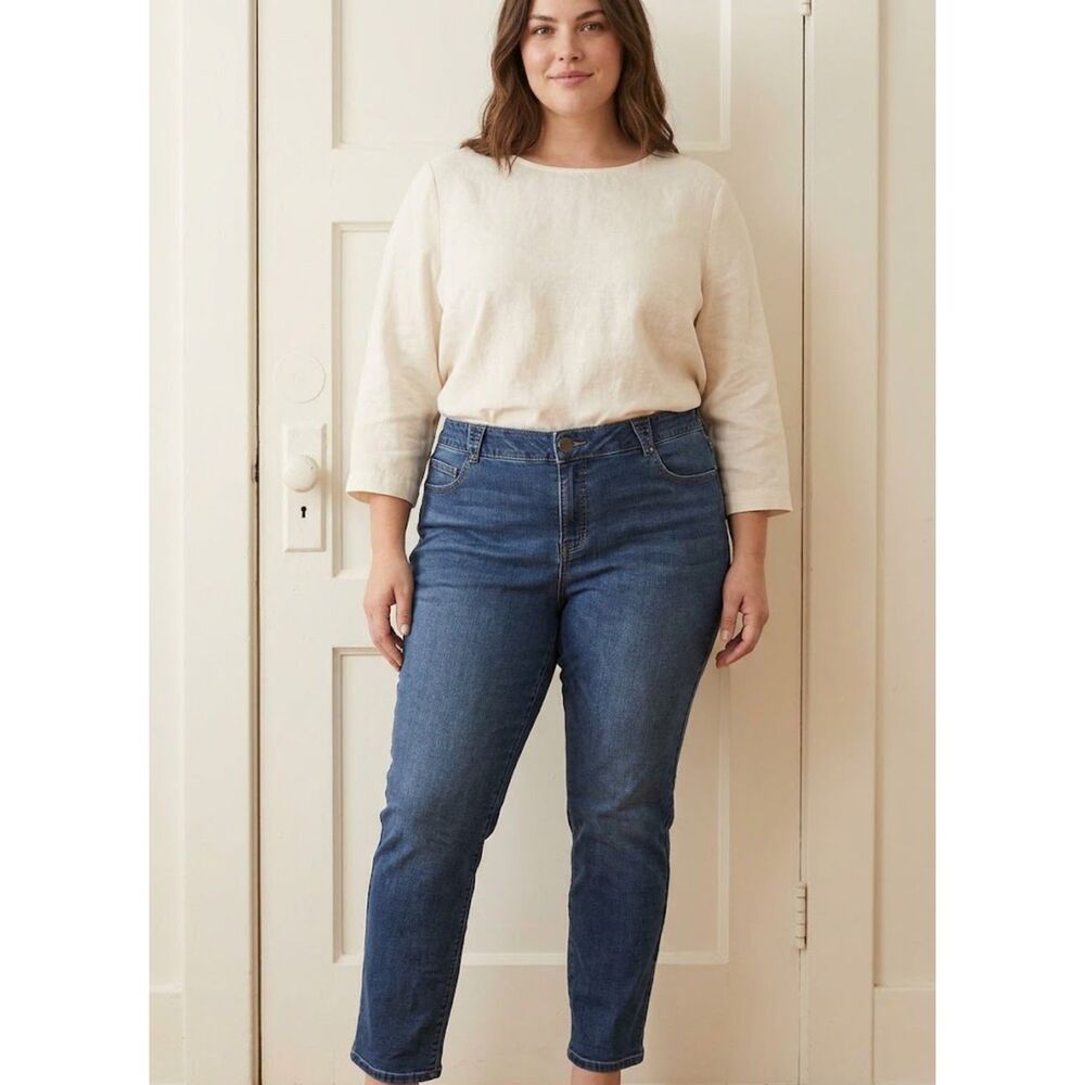 Democracy Absolution Straight Leg Jeans Slimming Blue Stretch Denim Size 16W